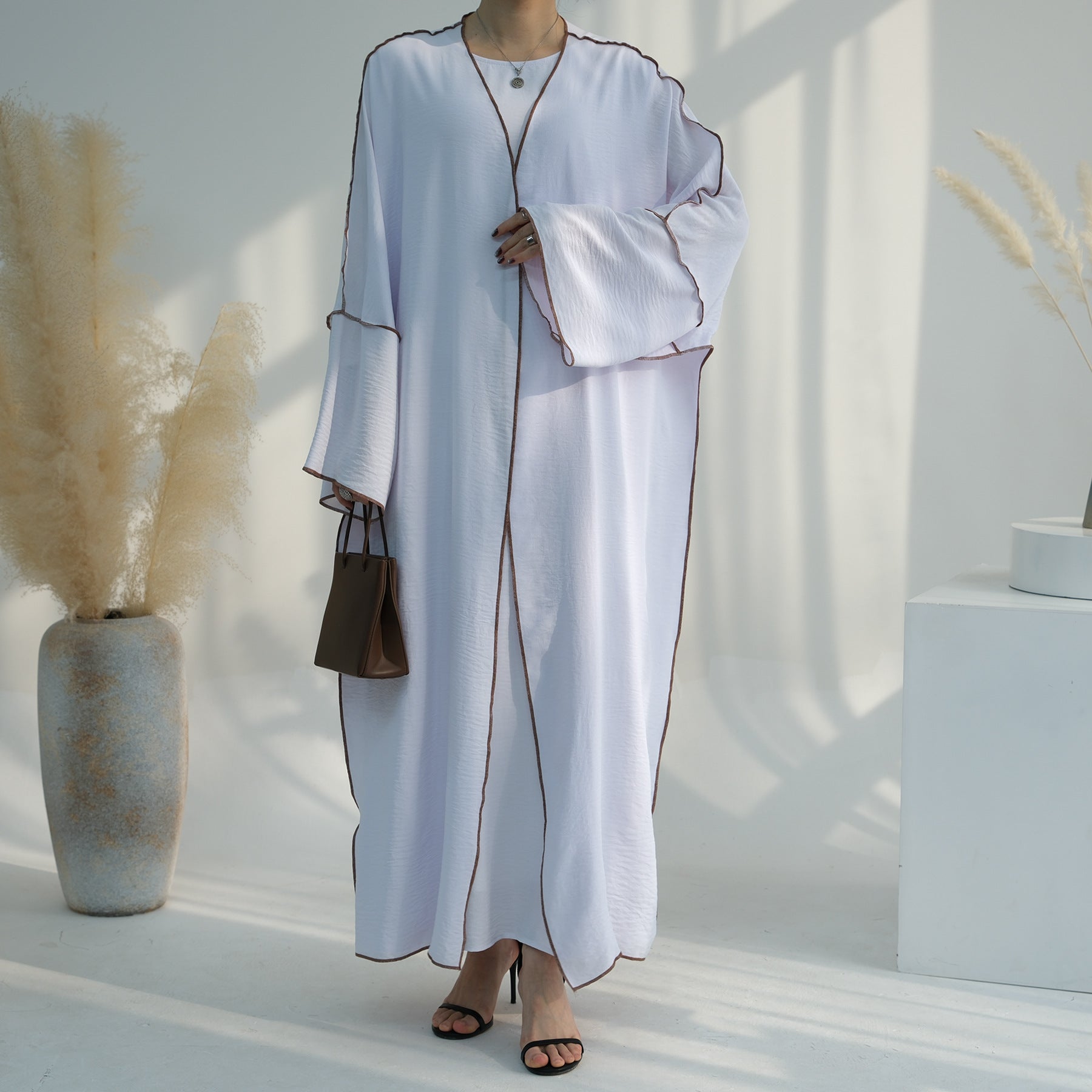 Dubai Solid Color Hook Cardigan Gown