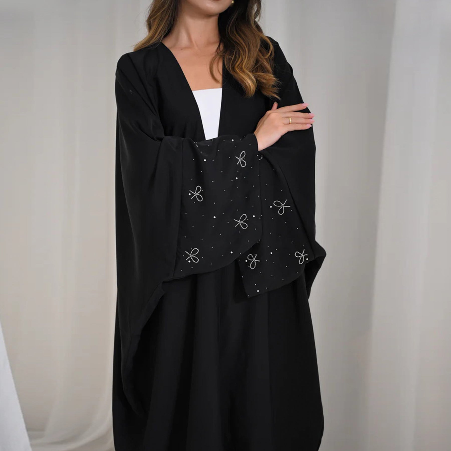 Dubai Beaded Bow Cardigan Robe