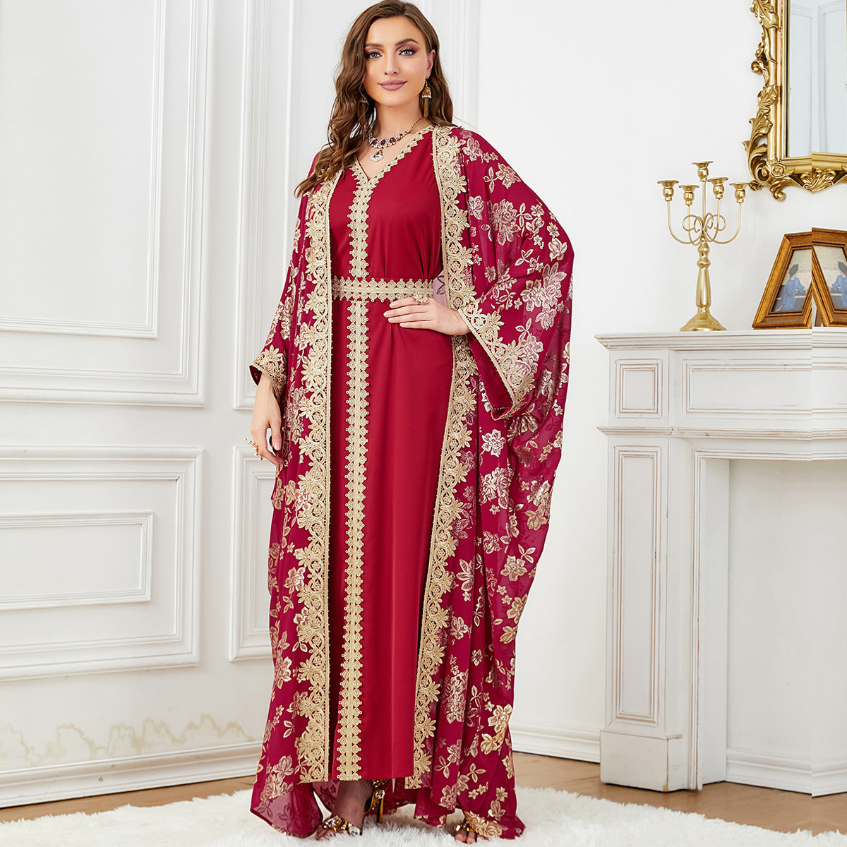 Cardigan Polyester Robe Dubai Dress