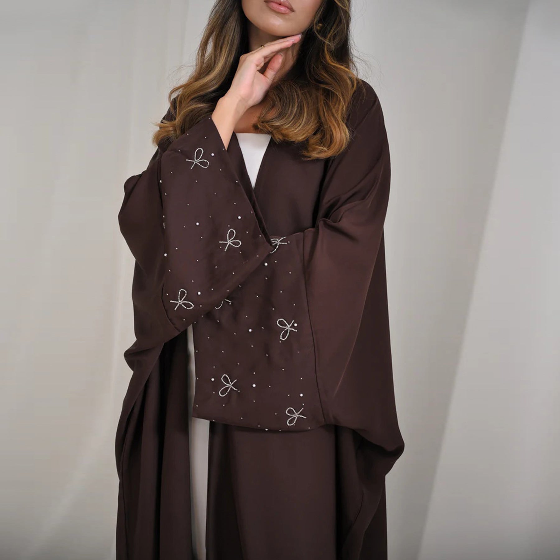 Dubai Beaded Bow Cardigan Robe